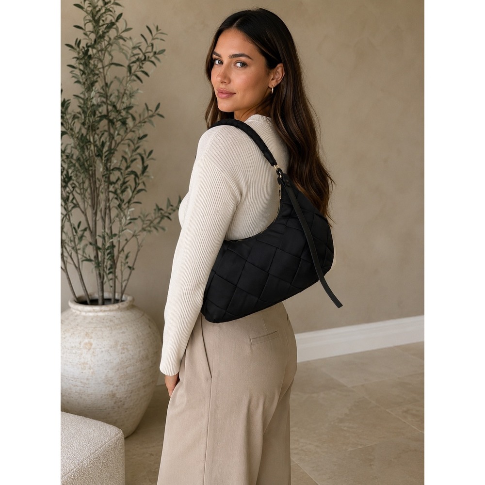 Jason Wu Nylon Woven Hobo Shoulder Bag Womens Medium Black NWOT  Braided Strap